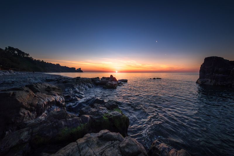 coast, dusk, cliffs, beach, sea, mountains, sunset, tsikhisdziri, landscape, scenery, travel, nature, outdoors, caucasus, sakartvelo, georgia, adjara, batumi, chizh Sunset In Adjari Cliffsphoto preview