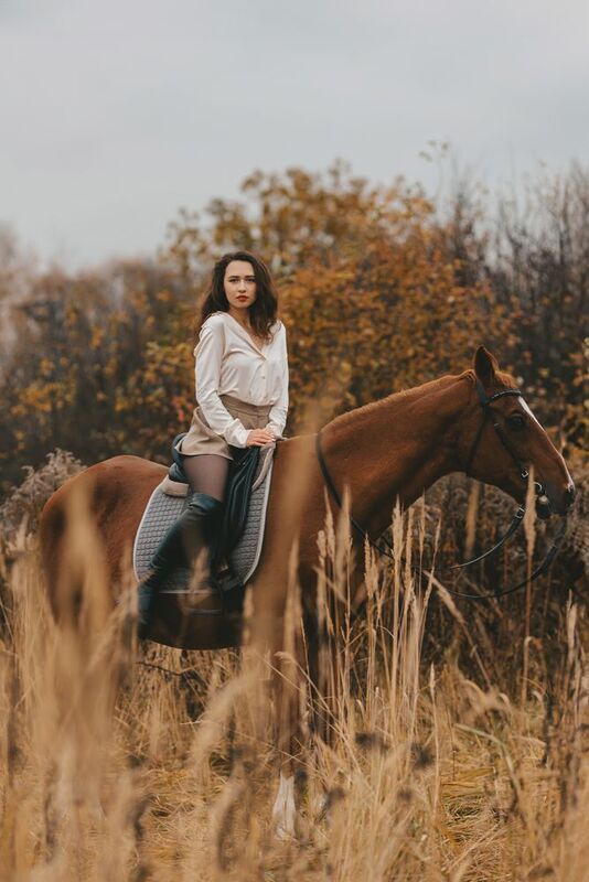 horse woman autumn countryside Autumn with horse фото превью