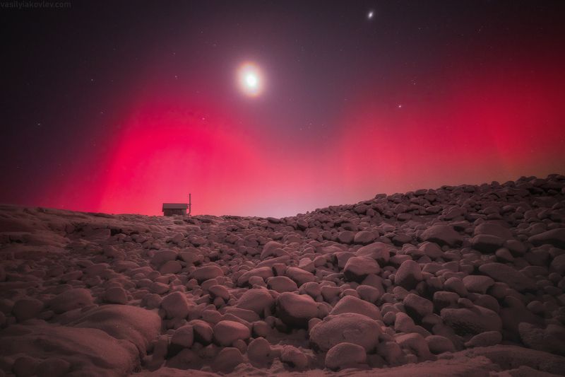 кольский, фототур, яковлевфототур, териберка, северноесияние, арктика Алая ночь в Териберкеphoto preview