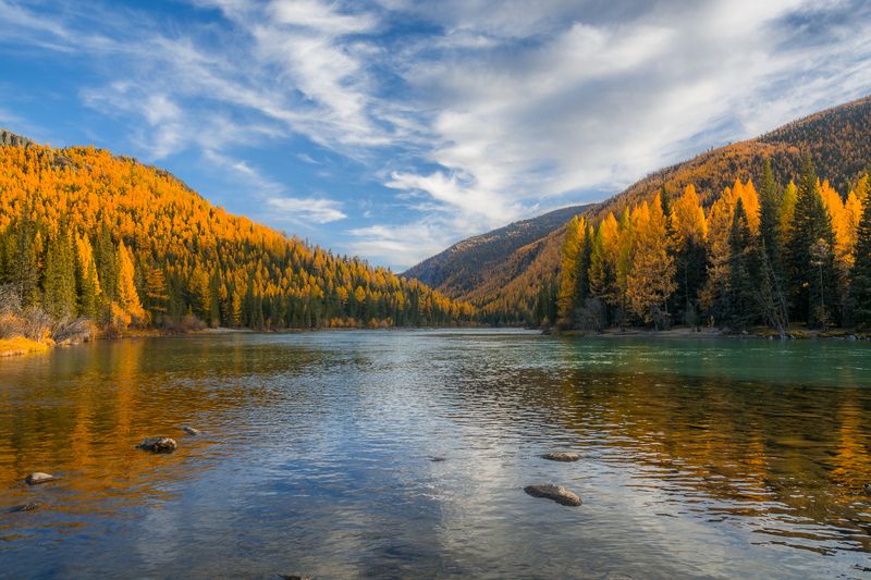 россия, горный алтай, река, осень, ранний вечер, вечером у реки У рекиphoto preview