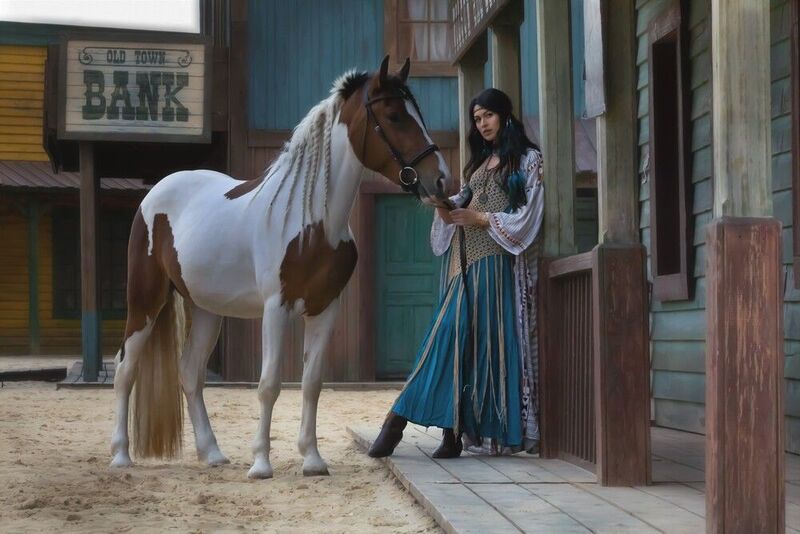 Лошадь, лето, день, красивая девушка, ранчо, вестерн photo preview