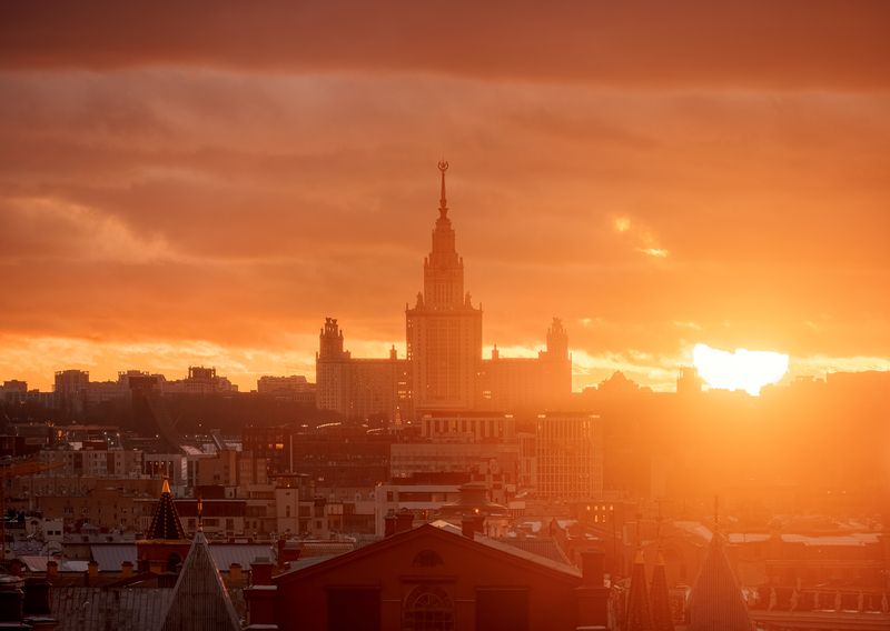 москва, мгу, закат, городской пейзаж, moscow Закат декабря. МГУphoto preview