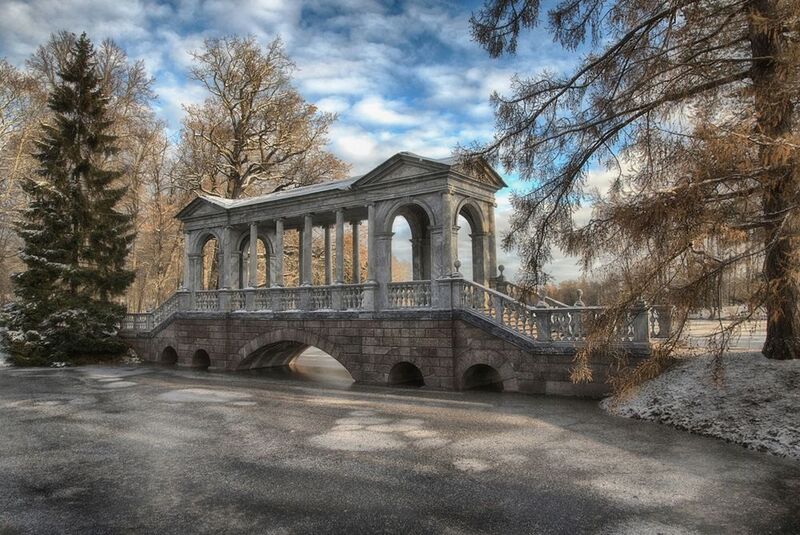 пейзаж,зима,пушкин,парк,царское село Мраморный мостик фото превью