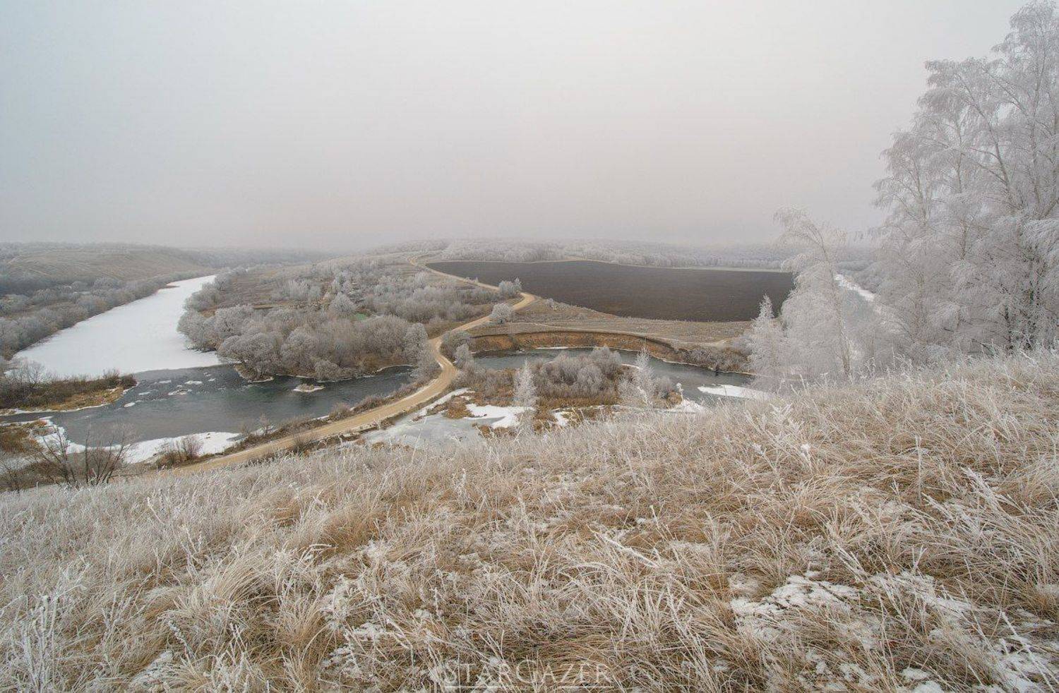 Седая осень. Автор: Andrew Kolobov Осень, Иней, Пейзаж, Landscape, frost, river, Andrew Kolobov