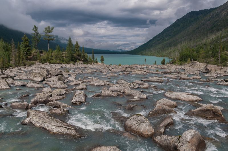 камни, вода, перешеек, озеро, горы, поток, лето, Алтай ***photo preview