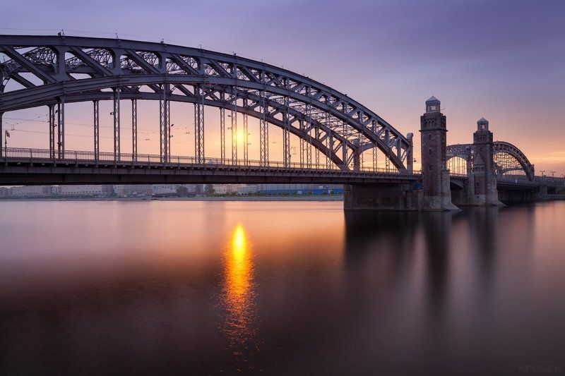 большеохтинский, мост, нева, рассвет, санкт-петербург Мост Петра Великогоphoto preview