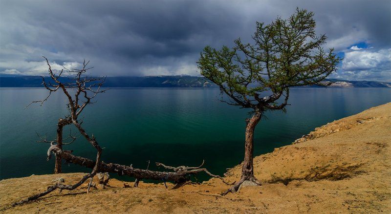 Байкал, Лето, Небо, Облака, Озеро, Ольхон, Остров, Пейзаж, Природа, Сибирь, Скалы, Шаманка ***photo preview