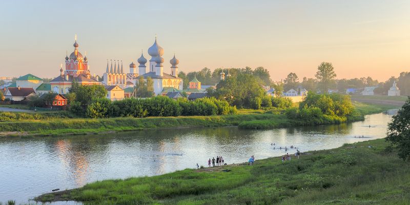 лето, река, монастырь, церковь photo preview