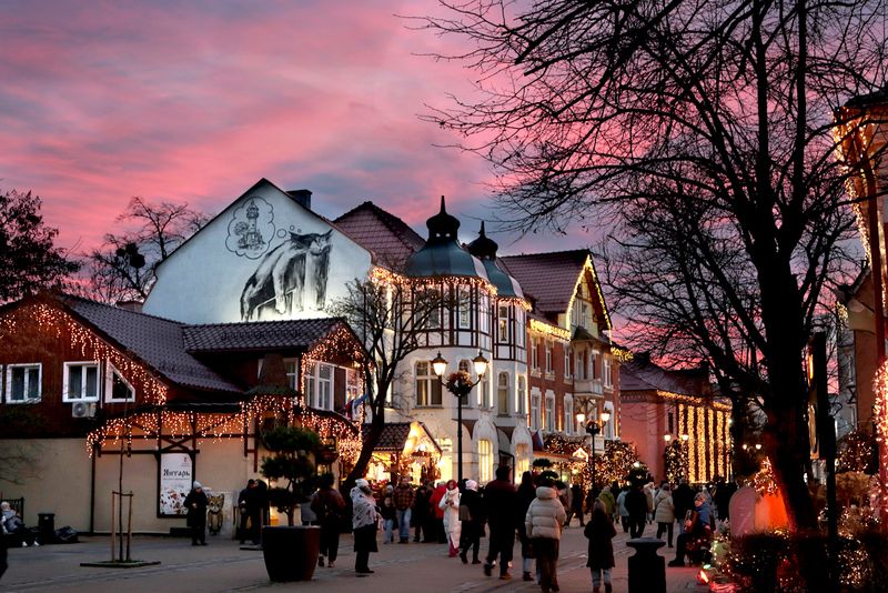 город, вечер, улица небо, закат Вечерний Зеленоградскphoto preview