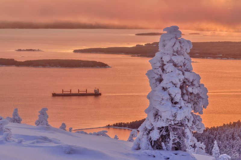 кольский полуостров Закат над Кандалакшским заливомphoto preview