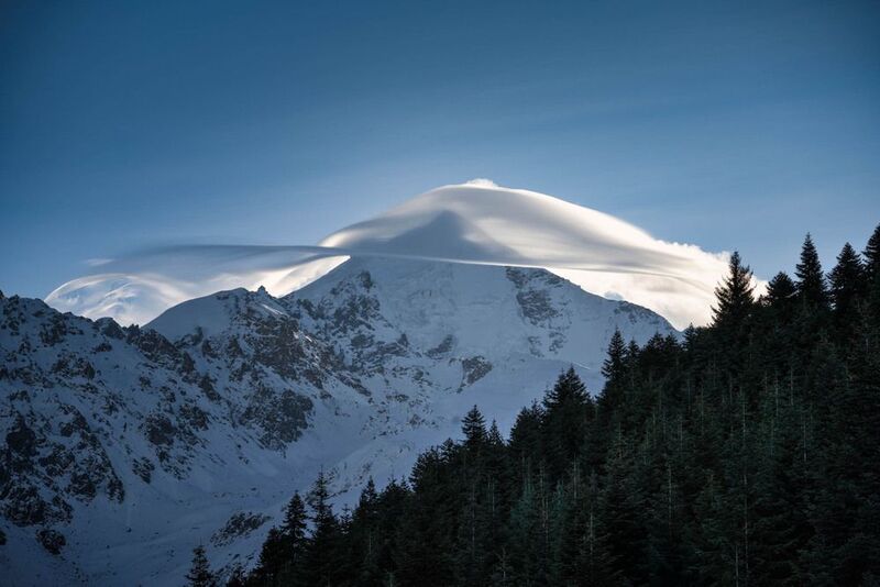 georgia, mestia, mountains, sunrise, pine, trees, sky Bridephoto preview