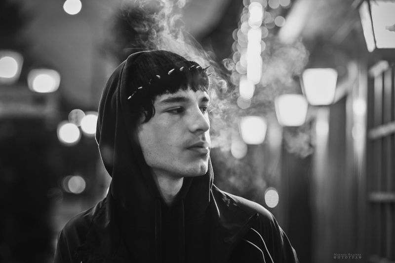 город, ночь, мужчина, портрет Огни ночного городаphoto preview