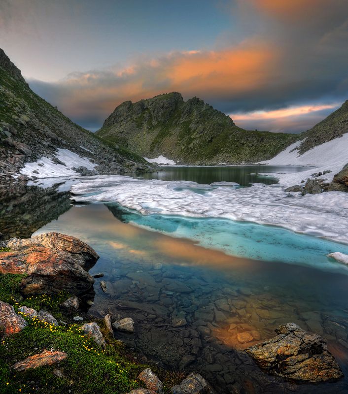 горы, кавказ, озеро, архыз, карачаево-черкесия Вечер на горном озере..photo preview