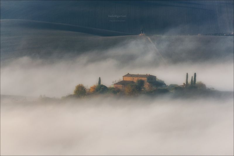 italy,san quirico d\'orcia,italia,италия,тоскана,pienza,кипарис,toscana,осень,tuscany,cipressi,belvedere,пьенца,тени,туман Дыхание тумана фото превью