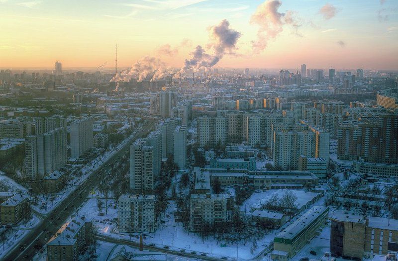 крыша, крыши, город, москва, вечер, закат, трубы, пар Сумерки, Индастриал, Романтикаphoto preview