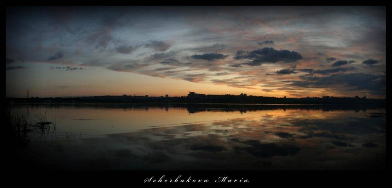Зеркало. Автор: masyaxa закат, облака, небо, река, воронеж, masyaxa