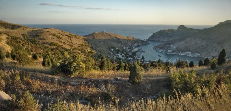 крым, панорама, природа, пейзаж, крым, балаклава, море вид сверху фото превью