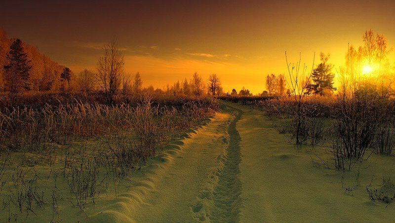 февраль, седой.зовёт, дорога, закат, ночь, снег, мороз Я ПРОВОЖУ СЕДОЙ ФЕВРАЛЬ... фото превью