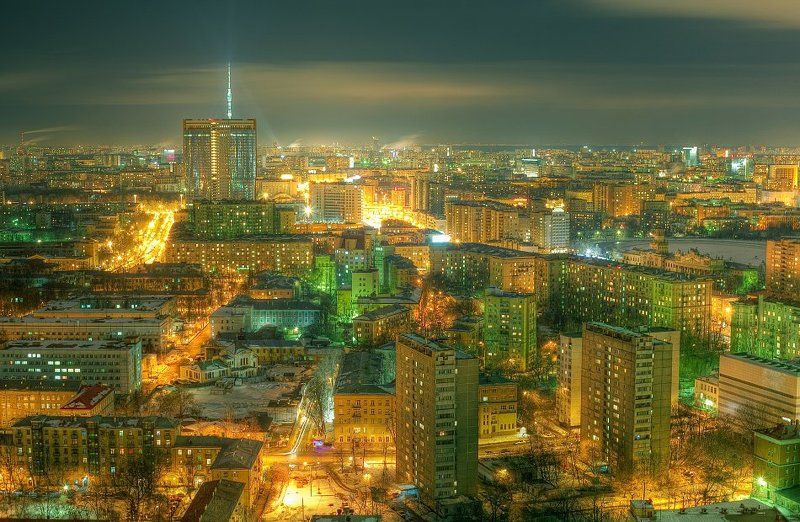 крыша, крыши, ночь, москва, город ...photo preview