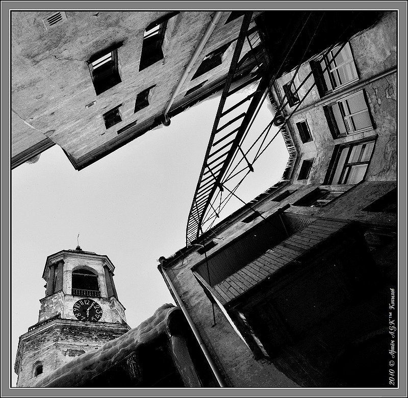 выборг, часовая, башня, дворик, часы, зима, лестница Начало седьмого...photo preview