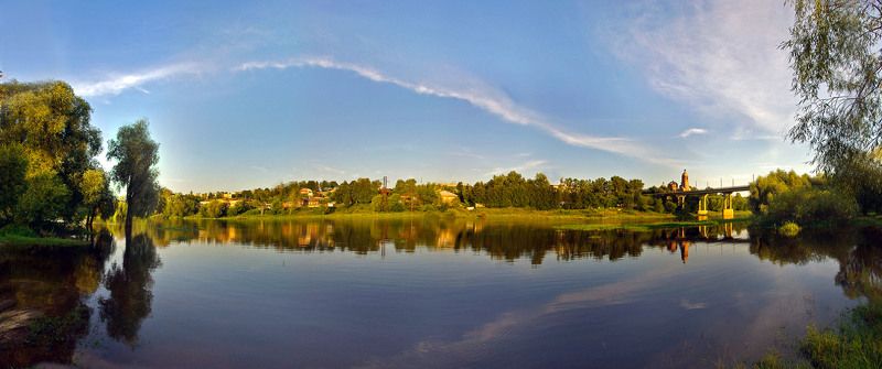 город, река, мост, небо, клязьма, ковров Город у тихой рекиphoto preview