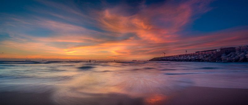Clouds, Colorful, Sand, Sunrise, Sunset, Waves Follow in the Cloudsphoto preview