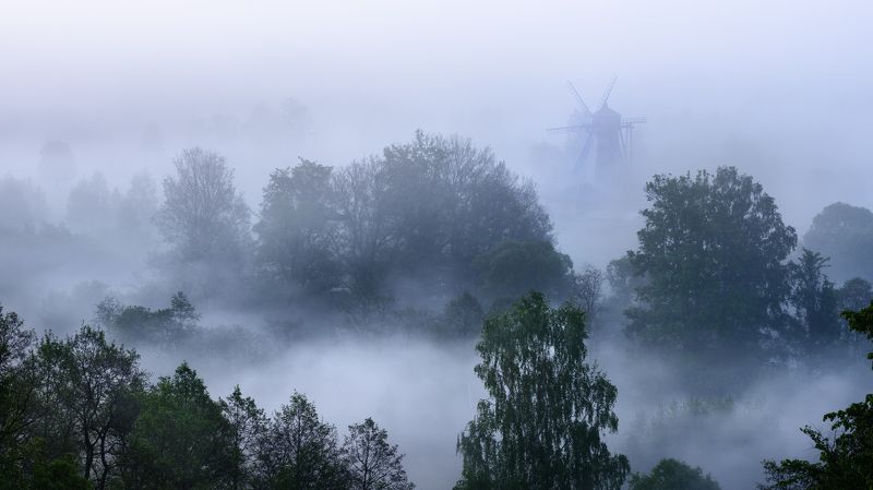 истра, река, туман, мельница, пейзаж Туман и мельницаphoto preview