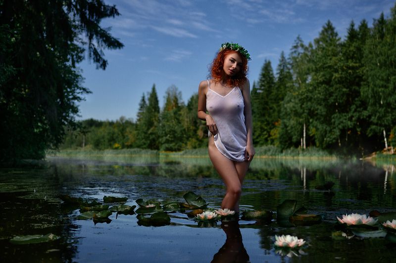 рыжая, redhead, наяда, naiad, кувшинки, waterlily, озеро, lake, обнаженная, naked Наяда/The Naiadphoto preview