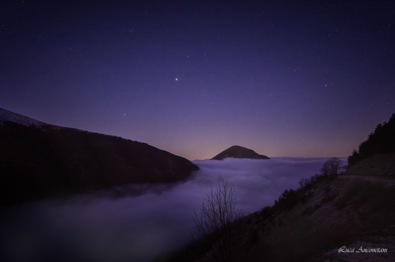 nature landscape blu hour umbria italy stars sky mountains appennini Just before dawnphoto preview