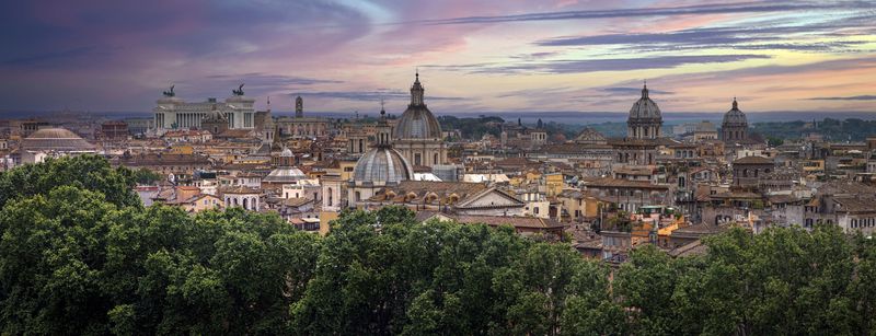 Панорама, Рим, вечер, крыши, закат. Панорама Рима.photo preview