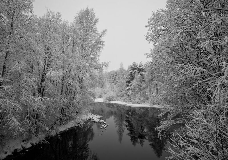 река вода мороз снег пасмурно белое Отражение Декабряphoto preview