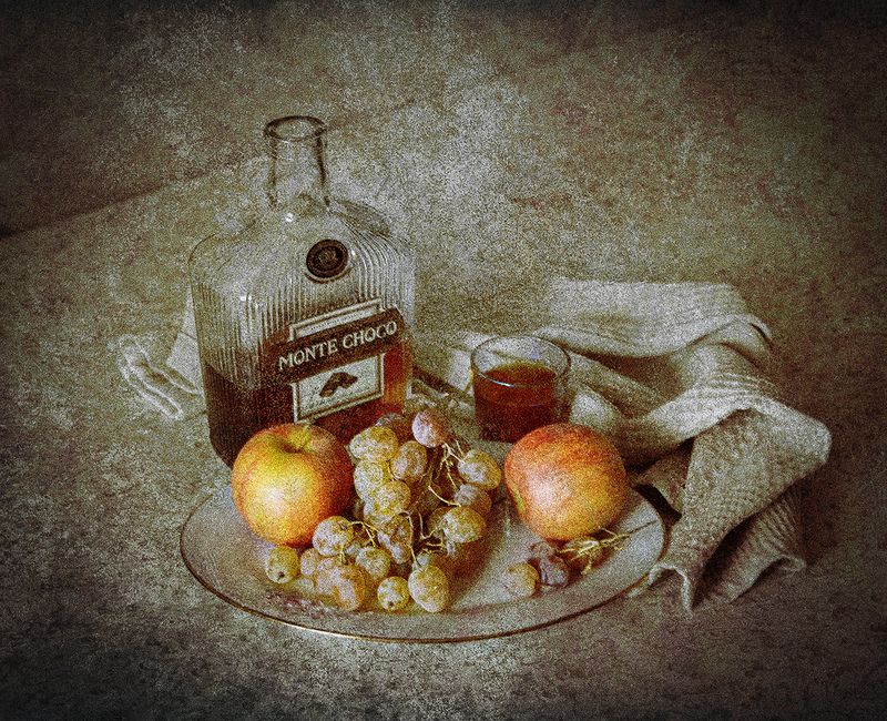 яблоки, виноград, вино, бутылка, стопка photo preview