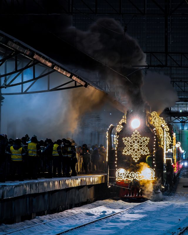 россия, москва, паровоз, поезд, зима Паровозphoto preview