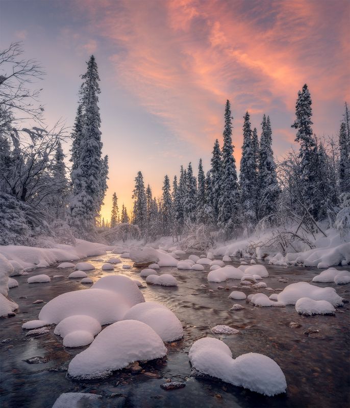 река, утро, кольский, снег, мороз Утро на рекеphoto preview