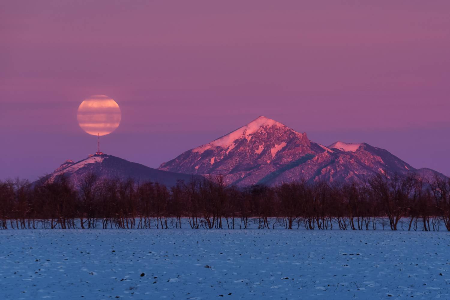кавказ, кмв, кавказские минеральные воды, горы, зимний рассвет, бештау, машук, лунная ночь, полнолуние, луна, fullmoon, moon, Zakharov Armen