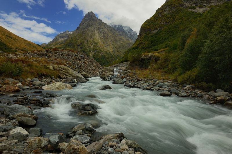 горы осень кавказ река Домбай-Ульгенphoto preview