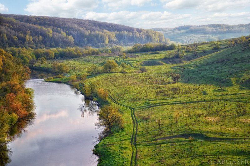 Пейзаж, закат, весна, река, landscape, nature, spring, river, green Первомайское Ведьминоphoto preview