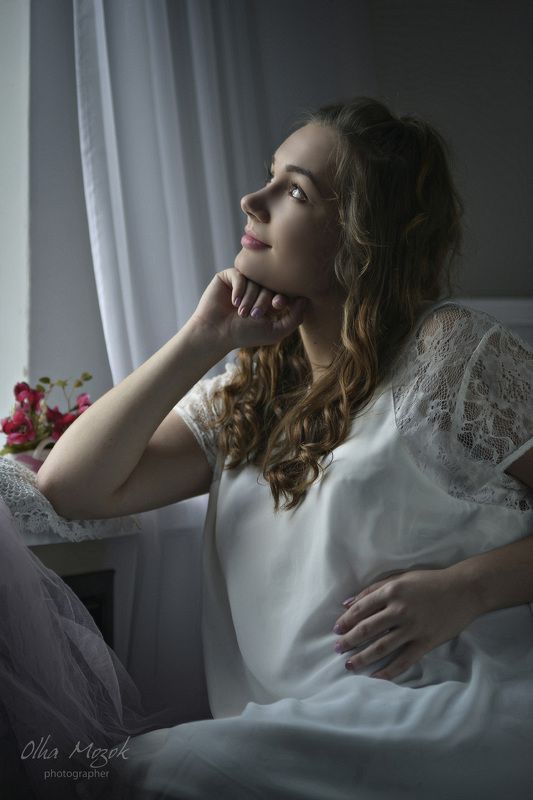 Беременность, Красивая, Нежность, Портрет девушки, Чистота Летели облака...photo preview