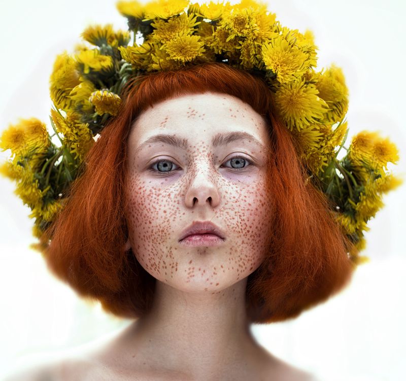 рыжая, веснушки, портрет, волосы, лицо, глаза ....photo preview