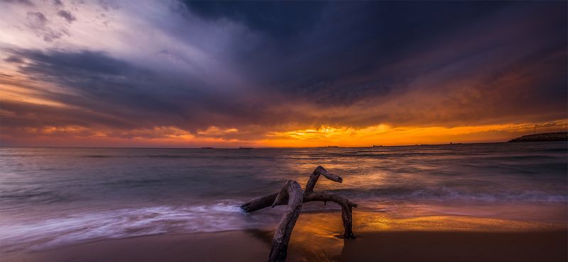 Blue, Clouds, Colorful, Sea, Waves beach panoramaphoto preview