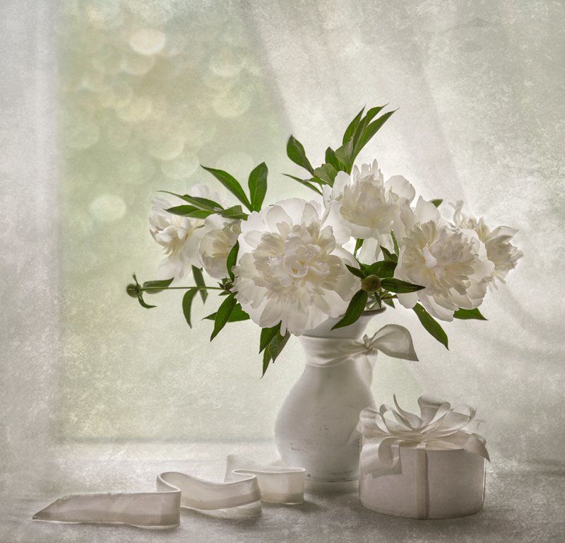Белые пионы, Весна, Май, Натюрморт, Цветы Белые ...photo preview