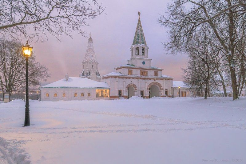 Вечер, Зима, Коломенское, Москва, Храм Коломенское. Зима. фото превью