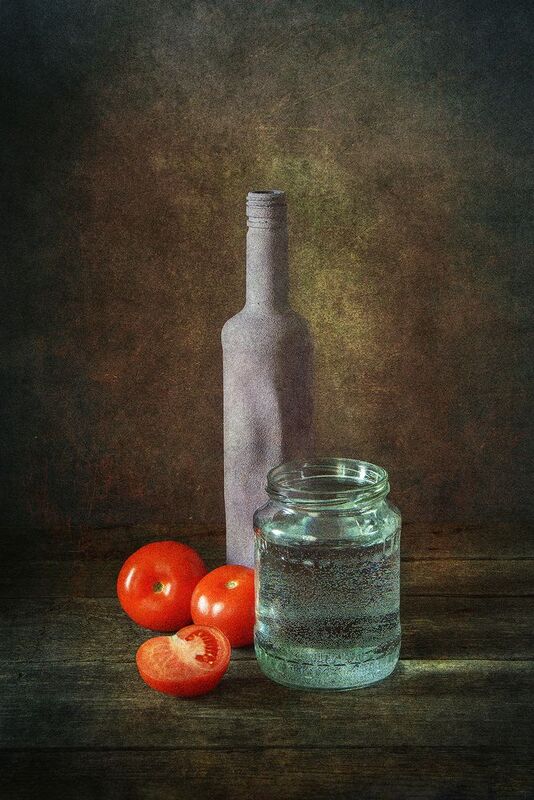томаты, красный, бутылка, банка, вода photo preview