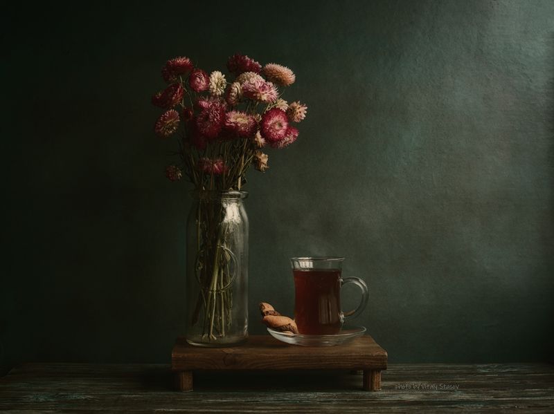цветы, чай, натюрморт, напиток, аромат, вкусно, flowers, still life, drink, aroma, delicious, bouquet , flowers Чашка чая и цветыphoto preview