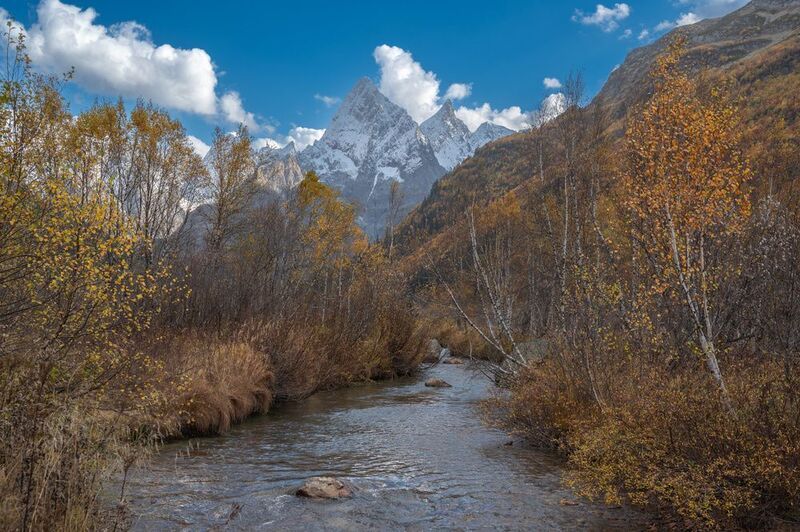 осень, речка, река, ущелье, горы , деревья, домбай, теберда, гоначхирское ущелье, карачаево-черкесия ОСЕНЬ В ГОНАЧХИРСКОМ УЩЕЛЬЕphoto preview
