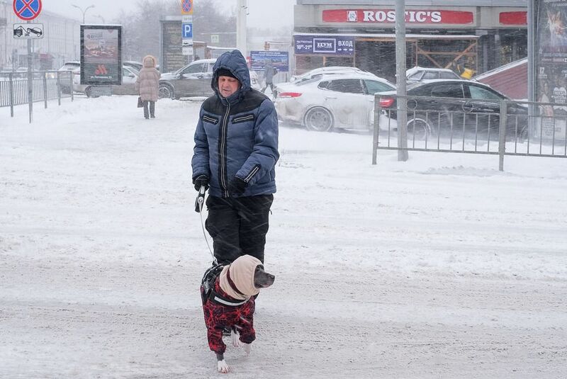 зима город улица  снег люди Метёт...photo preview