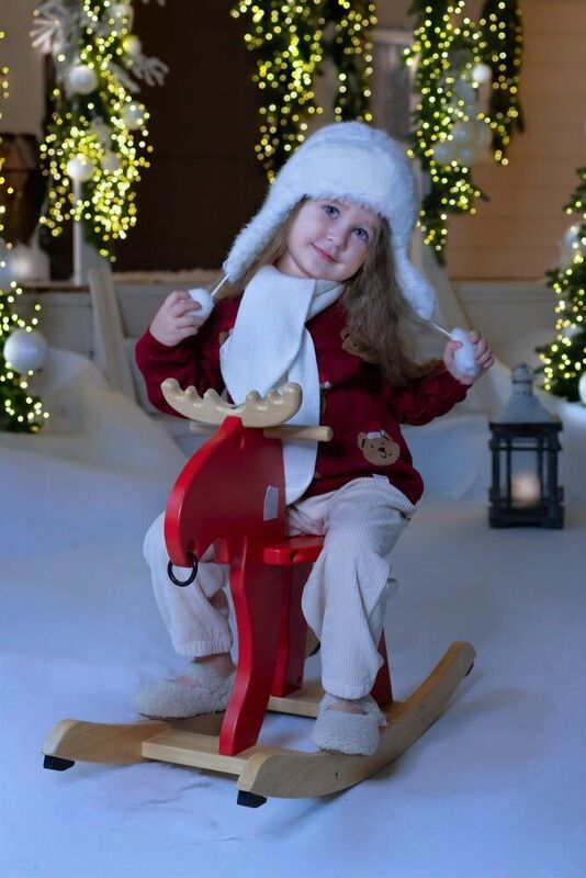 Девочка, студия, Новый год, лошадка, новогодние огни Мара фото превью