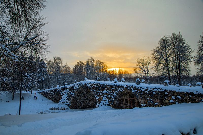 василево, музей, закат, зимнийпейзаж Зимний закат фото превью