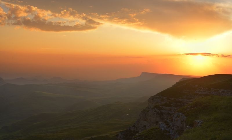 горы лето кавказ закат Закат в горах Кавказаphoto preview