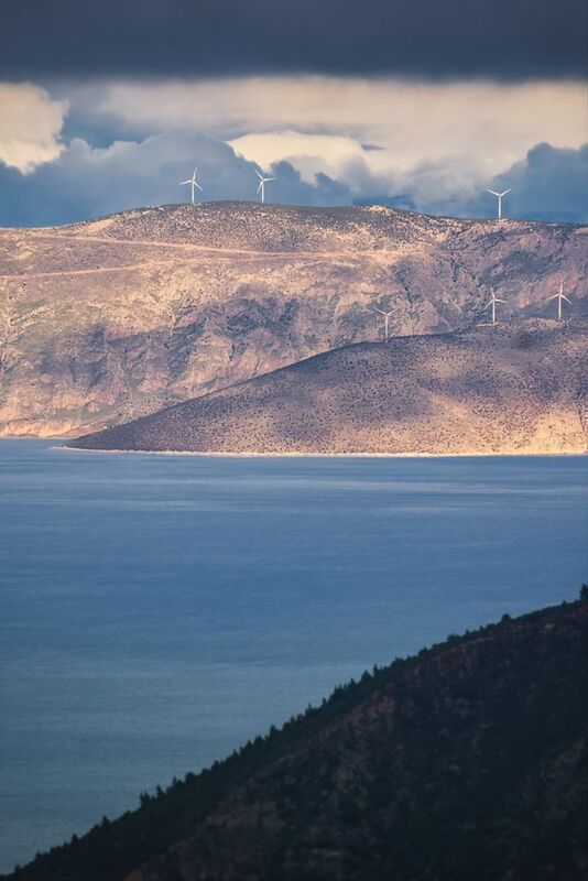 #windmill #hills #sea #gulf #bay #mountain #sky #clouds Cloudmillsphoto preview